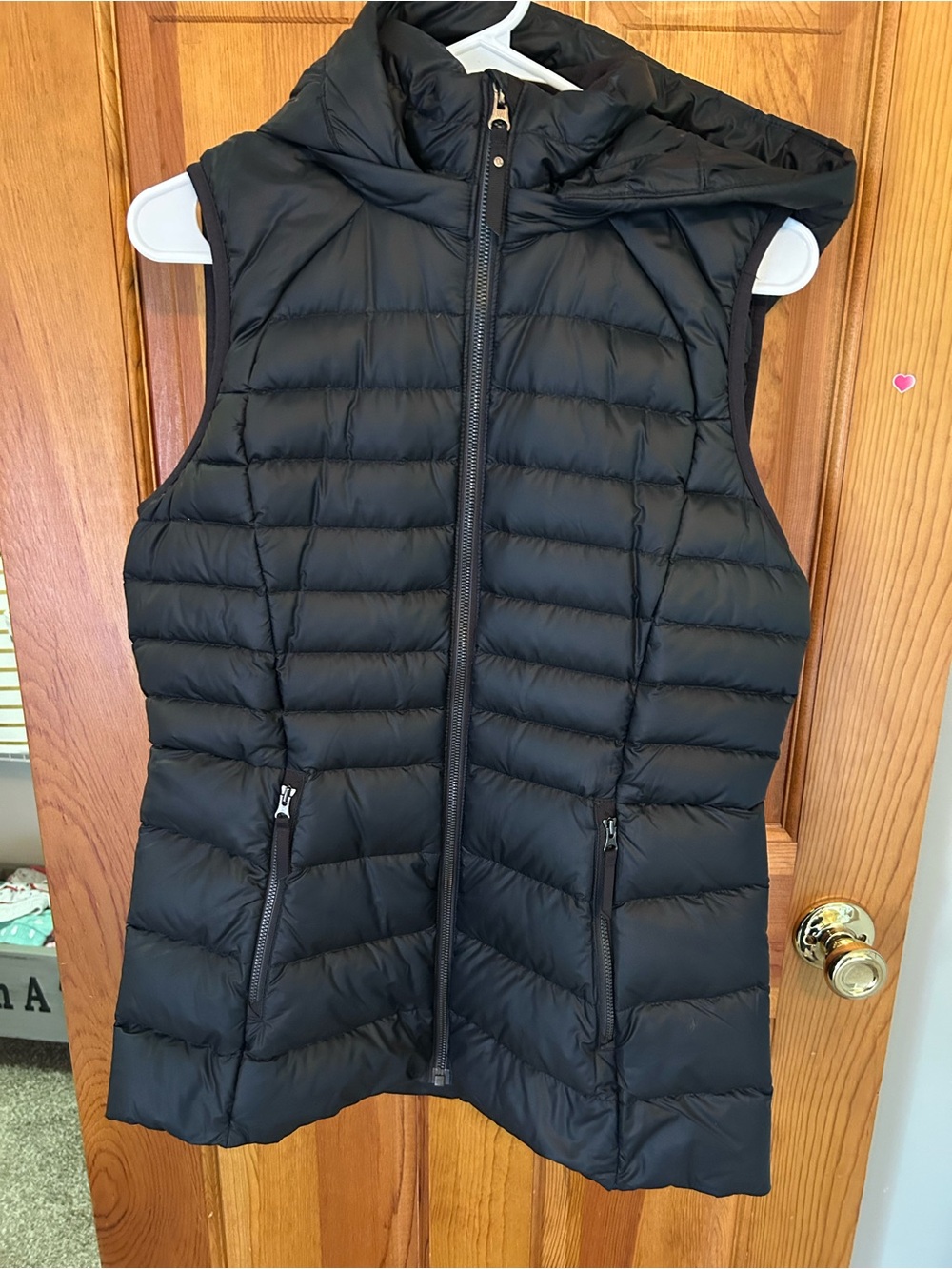 lululemon athletica Black Quilted Hooded Puffer Vest